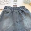 Mädchen Sommer 2026 Patchwork Denim Latzhosen Set: Rock mit elastischem Bund & Trendiges Dreiteiler-Outfit