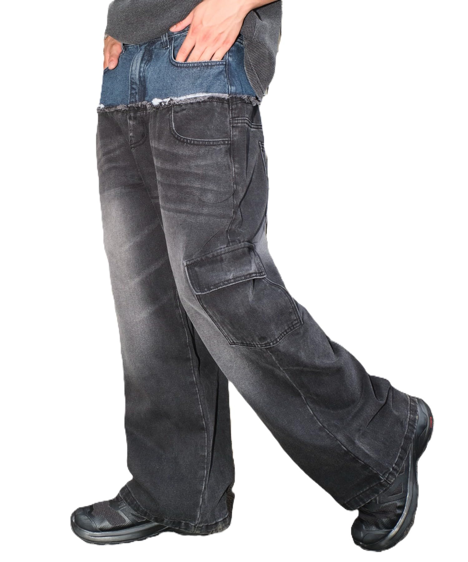 

WEGO Джинсы карго с двойной талией винтажные размер джинсовый черный соната мужские брюки, брюки, низ, уличная одежда, одежда, лето/осень, подарок, M,