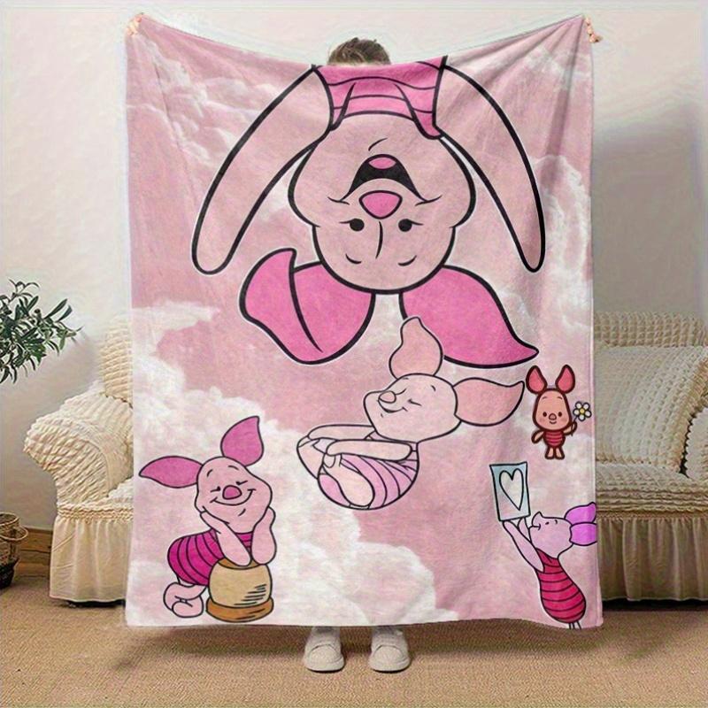 1pc Pink Piglet & Friends Cloudy Sky Throw Blanket Perfect for Home Decor, Couch Cover, Outdoor Use, Gifts, Soft Blanket for Bed, Living Room, Travel 75X95CM