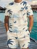 Men's 2 Piece Set Hawaiian Palm Tree Print Men's T-Shirt Shorts Set Casual Men's Short Sleeve Top Outdoor Beach Men's Short