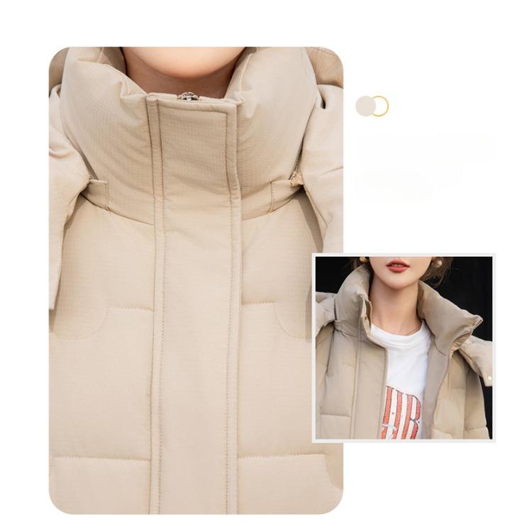 Comfortable and Fashionable Korean Style Plus Size Hooded Long Down Cotton Coat with Large Pockets
