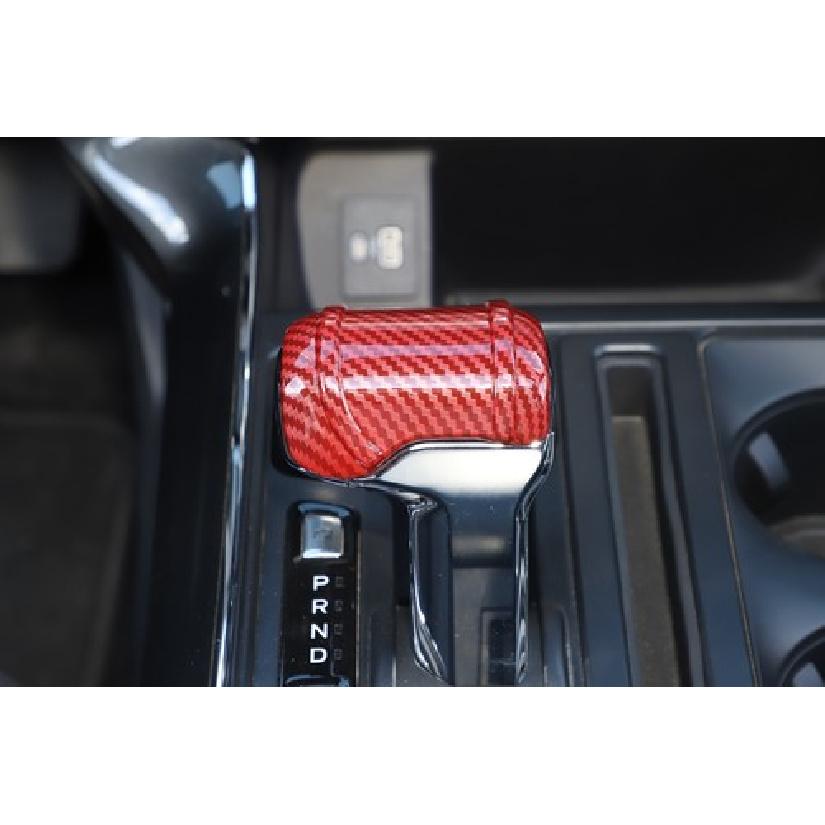 Gear Shift Head Knob Cover Trim Accessories For Ford F150 + Red Carbon Fiber