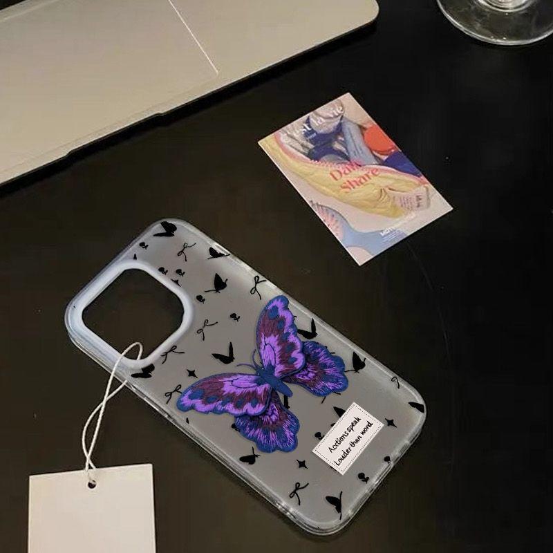 

Purple Butterfly Soft Shell Phone Case for iPhone 13-17 Pro Max iPhone 12