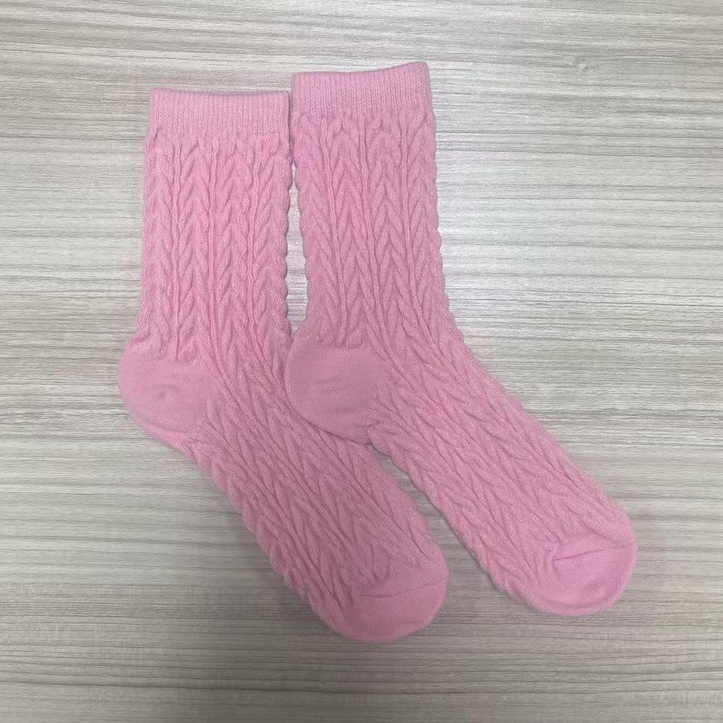 Women's Thick Fluffy Cable Knit Mid-Calf Plush Socks for Cold Weather and Postpartum Comfort