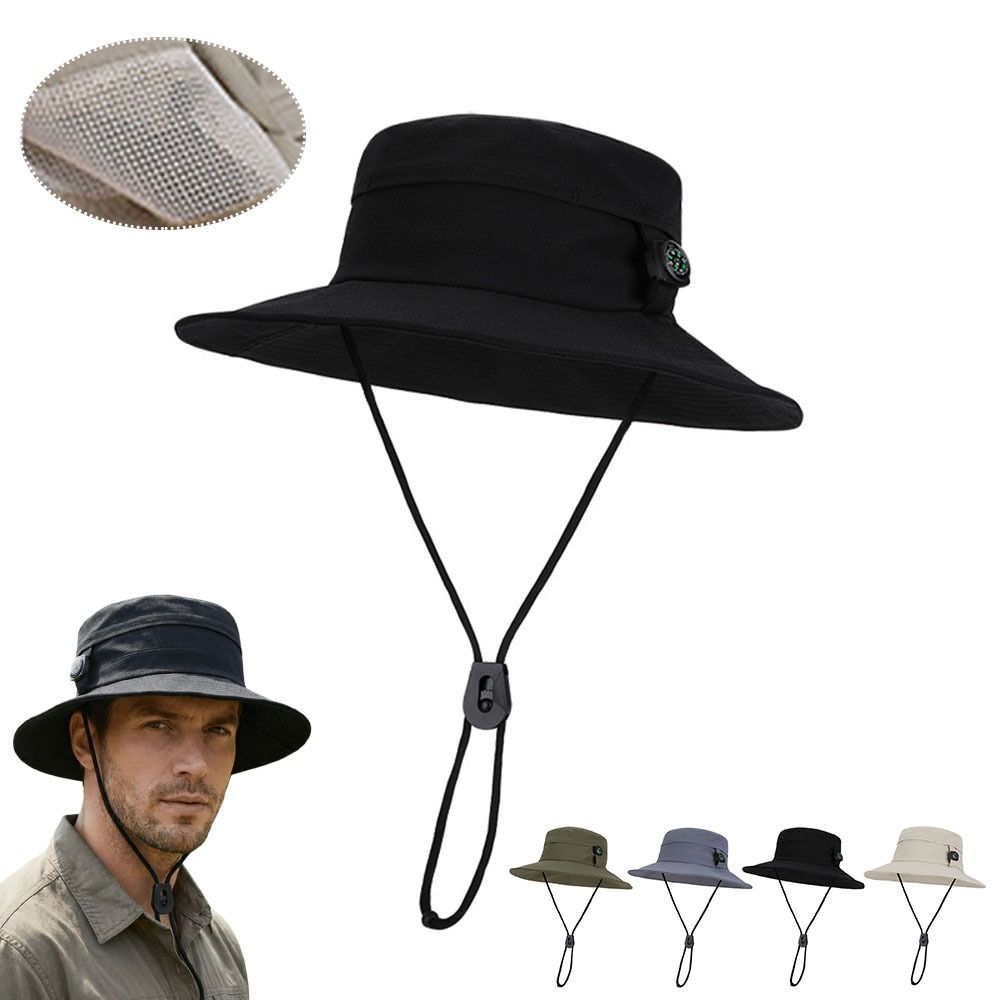 New Sunshade Bucket Hat Quick-drying with Compass Fishing Hats Waterproof Anti UV Sun Cap Summer