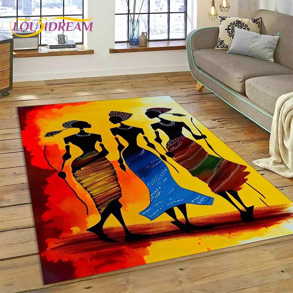 Cartoon Africa Ethiopian Custom Painting Art Carpet Rug for Bedroom Living Room Home Sofa Decoration,kids Large Decor Floor Mat