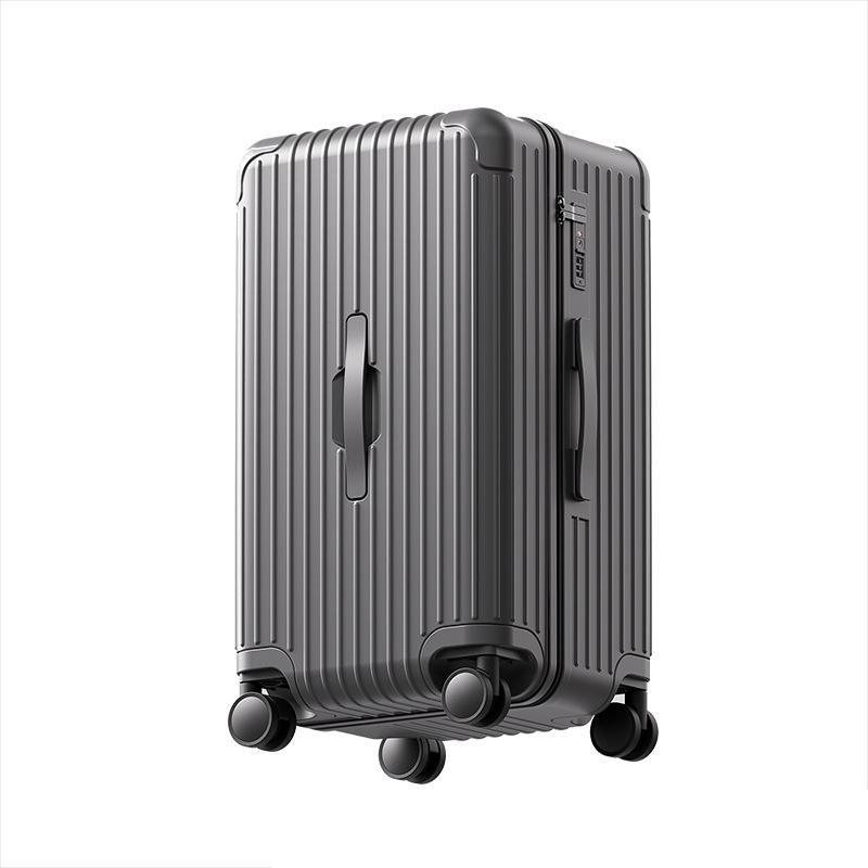 Thickened 24" PC Trolley Case: Drop-resistant, Large Capacity Suitcase with Combination Lock, Available In 26" & 30" Sizes, Leather Accent for Women.
