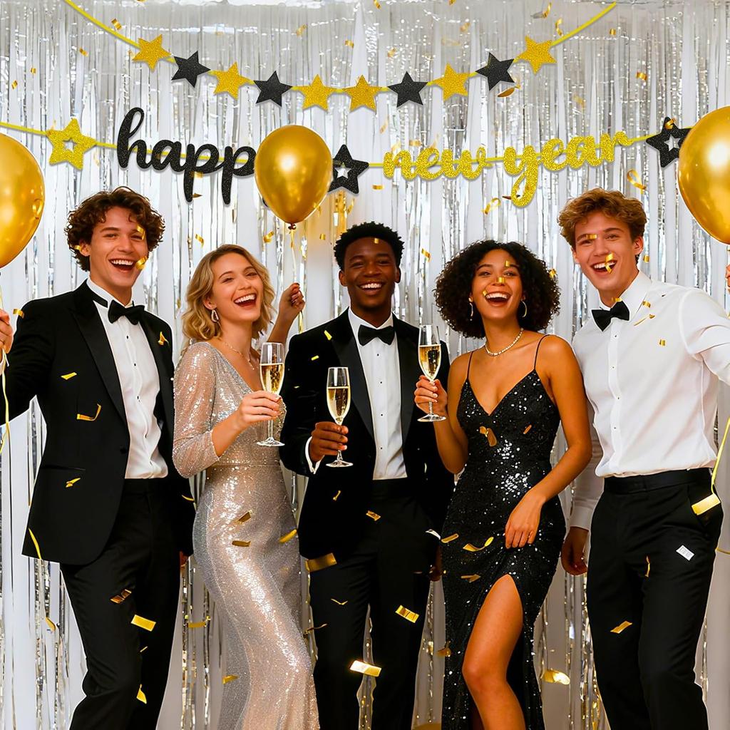 Happy New Year Decoration Banner 2026, Happy New Years Banners, New Years Sign NYE Banner for 2026 New Year Eve Party Supplies