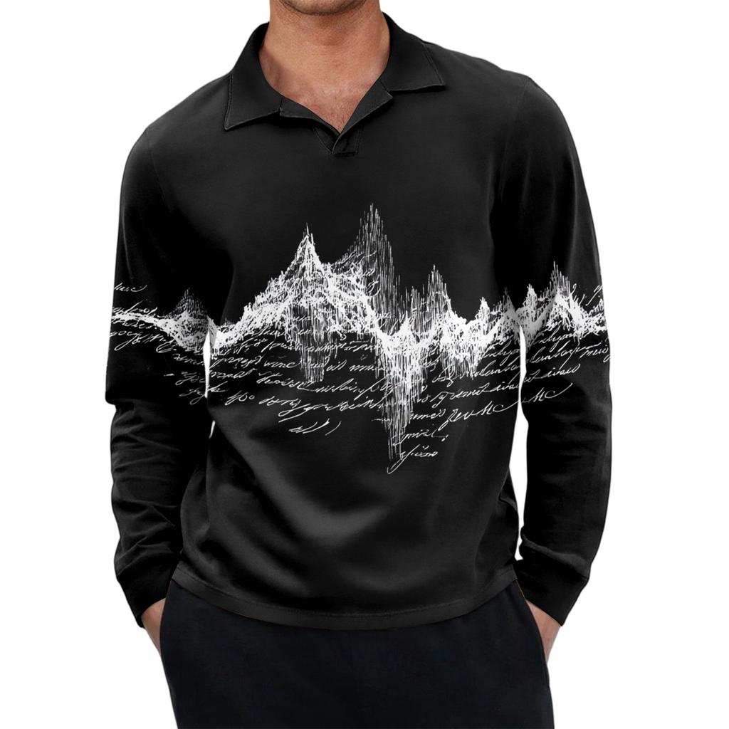 Men's Casual Retro Small V-neck Long-sleeved Top