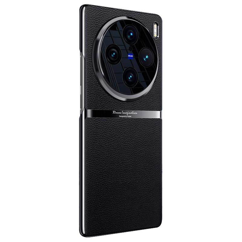 Für vivo X100 Pro 5G Hülle Stoßfest Acryl+PC+PU Leder Handyhülle