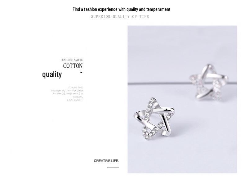 S925 Silver Star Stud Earrings for Women - Simple Korean Style Christmas Gift
