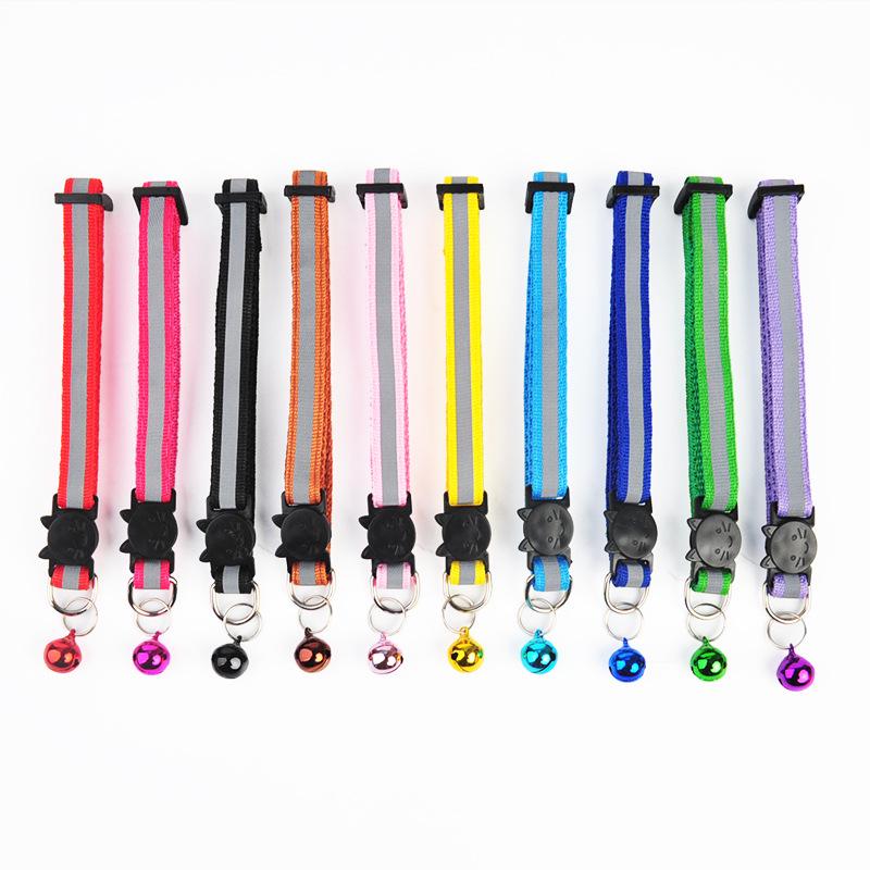 Reflective Cat Collar with Cartoon Cat Head & Colorful Bell