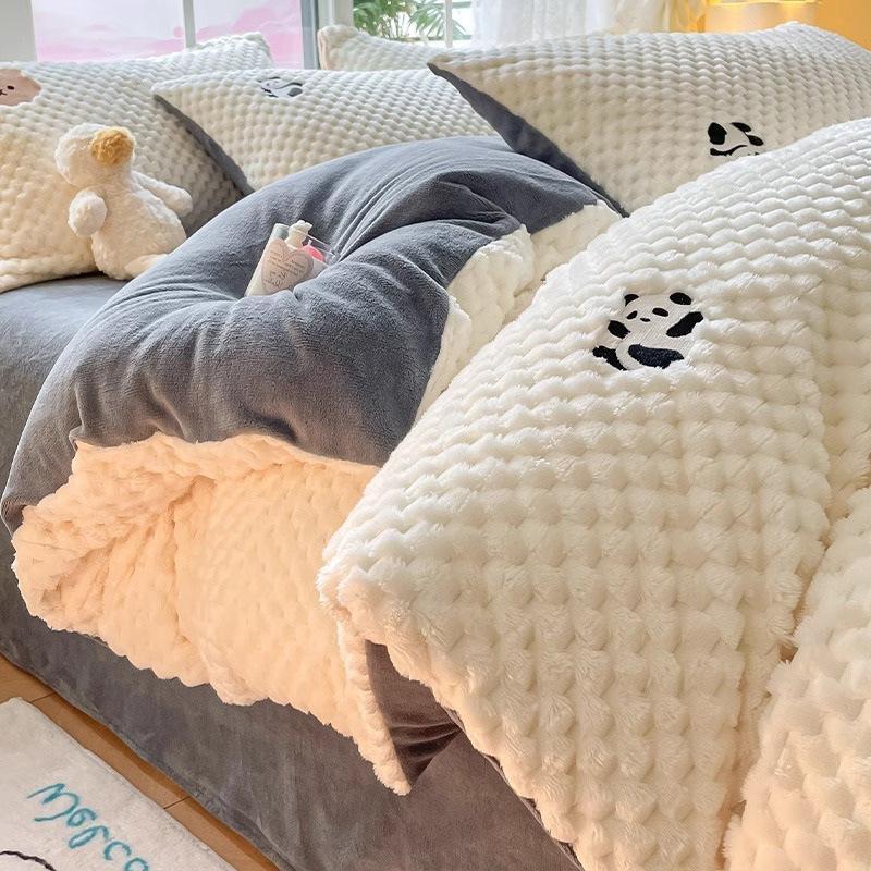 

Комплект постельного белья из флиса с бобами, четырехпредметный, утолщенный молочный коралловый флис, детское фланелевое одеяло, простыни 3pc 150x200 quilt