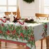 Christmas Holly Berry Bird Waterproof Tablecloth Table Decor Winter Xmas Holiday Kitchen Dining Tablecloth Christmas Decorations