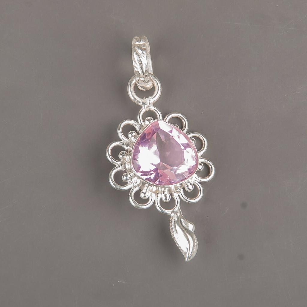 Morganit Edelstein 925 Sterling Damen Silber Anhänger 1.80" Handgefertigter Anhänger PP-4-12