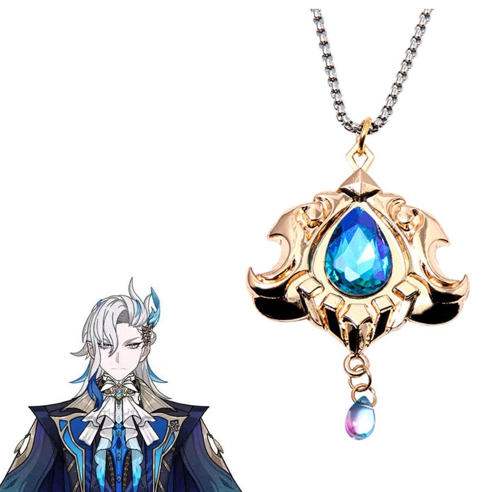 Water Neuvillette Dragon King Judge Crystal Pendant Alloy Necklace Gift Jewelry