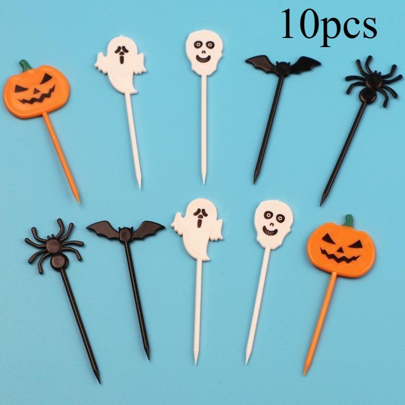 Halloween Toothpicks Mix Set Pumpkin Ghost Bat Fruit Fork Dessert Cocktail Cake Decoration Picks Halloween party Supplies