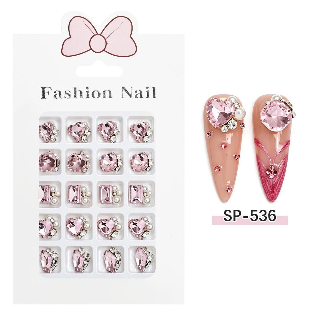 Heart and Geometric Rhinestone Nail Art Decorations