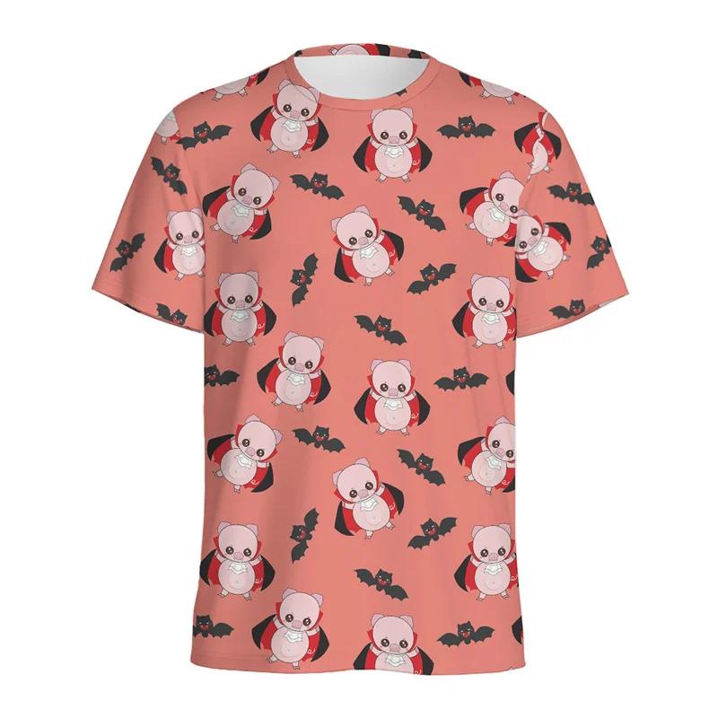 

Cute Pink Pig Pattern T Shirt For Men Tops Street Round Neck Tee Shirts 3D Printing Animal T-Shirt Summer Kids Short Sleeves XXS