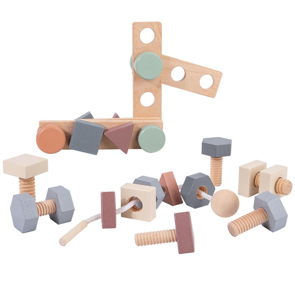 

Kids Nuts Toys Wooden Screw Nut Assembling Beading Toy Early Learning Parent Child Baby Gifts