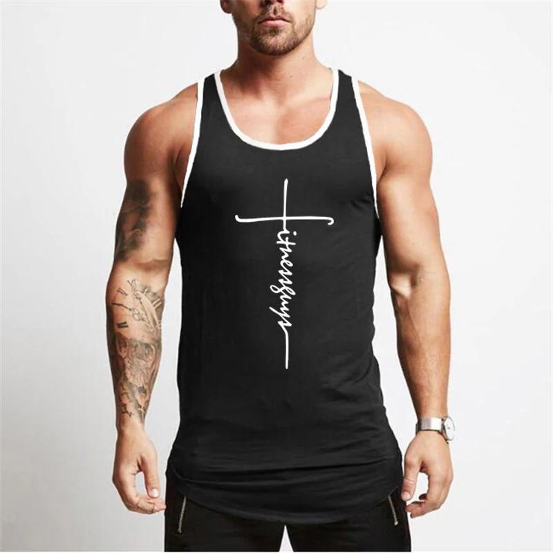 Muscleguys Running Vests Cotton Sports Tank Top Men Gym Sleeveless Shirts Fitness Mens Muscle Bodybuilding Clothing Workout Singlets