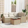 VidaXL 5-Piece Garden Sofa Set with Beige Cushions In Poly Rattan Acacia 3347449