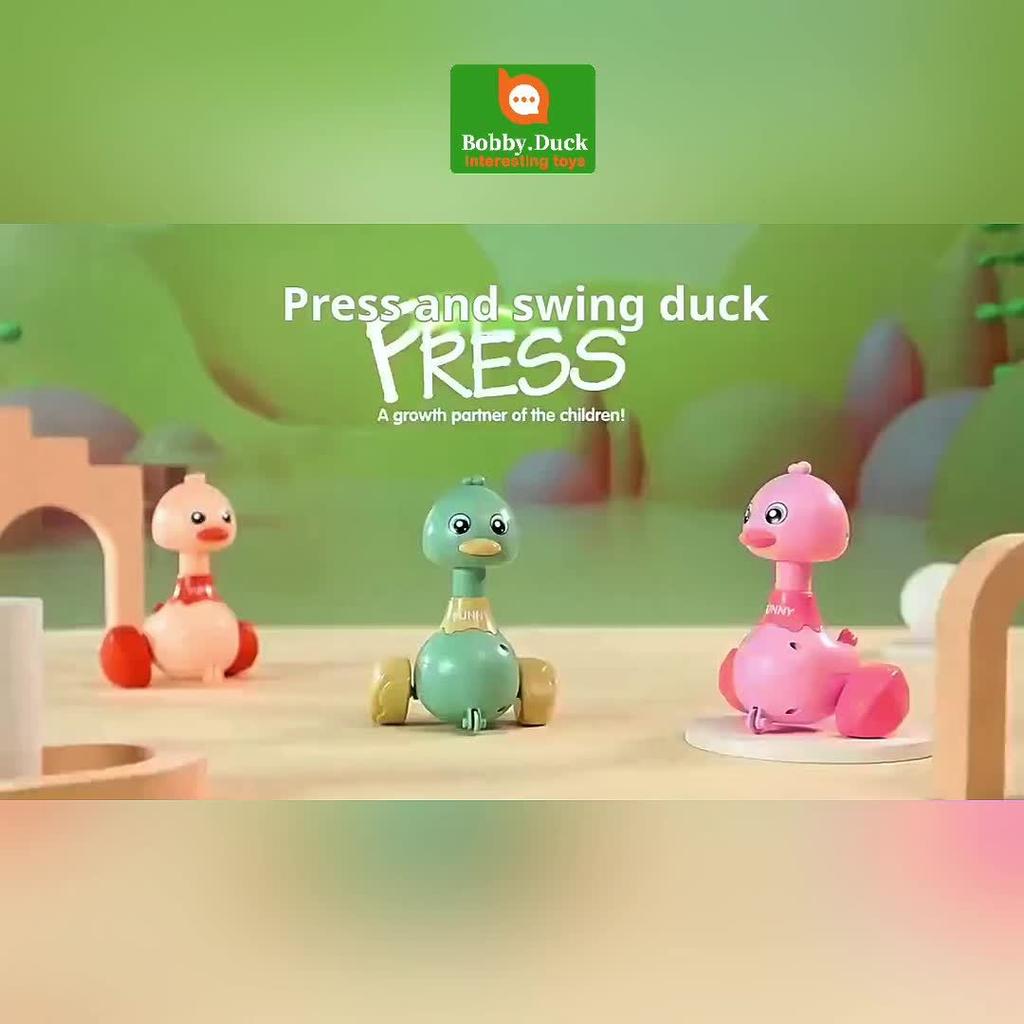 1pc Jouet Voiture Canard Appuie et Avance, Pas de Pile Nécessaire, Fonctionnement Manuel, Thème Animal, Plastique, Multicolore Cadeau Idéal pour Noël ou Anniversaire