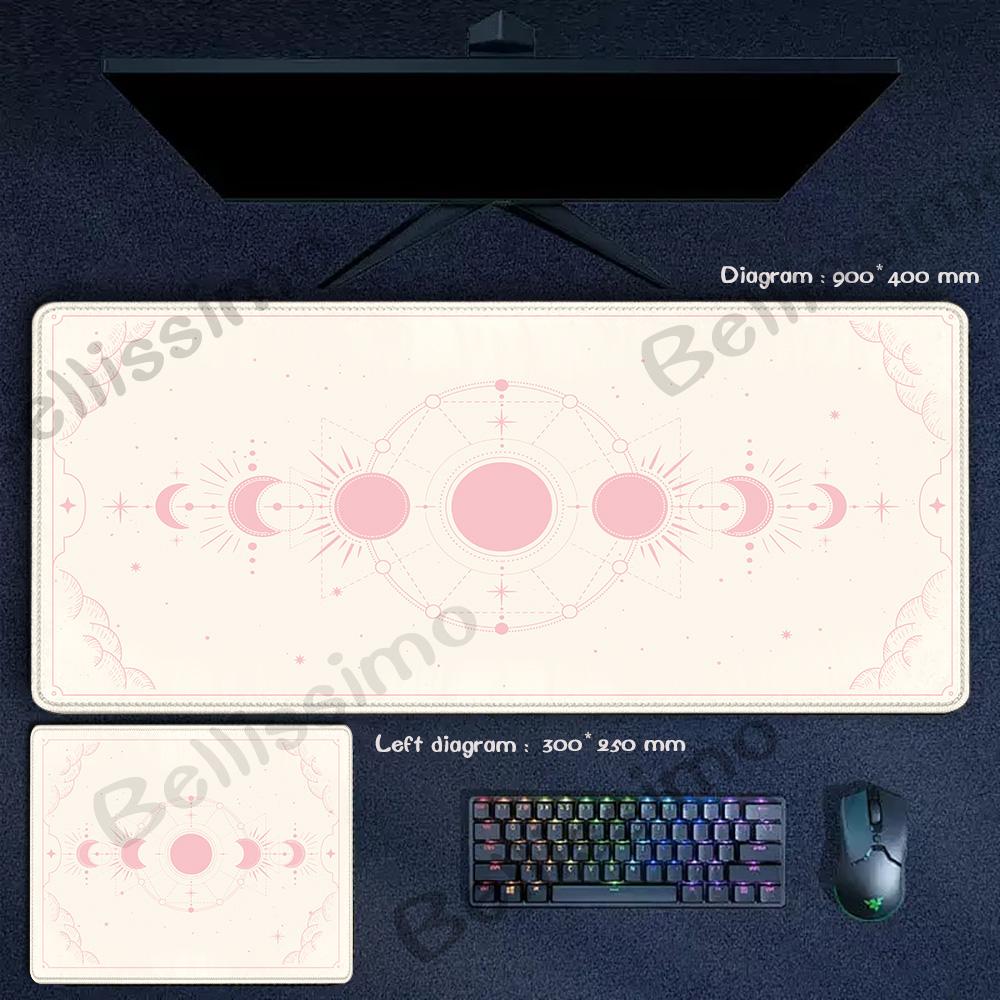 XXL Gradient Tarot Mouse Pad PC Large Gaming Mousepad Astrology Black White Mousemat Aesthetic Celestial Moon Phases Deskmat HD