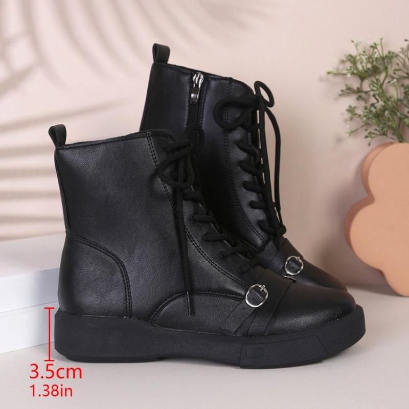 Fashion Plus Size Ankle Boots Ladies Shoes 2024 Winter Modern Women's Boots Casual Women Buckle Round Toe Low Heel Side Zip Shoes Women