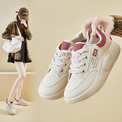 Spring Little White Shoes New Korean Version Ins Female Students Platform Heightening Sports Board Shoes Casual Shoes HB6682