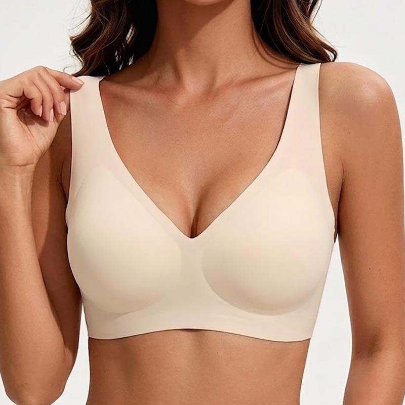 Women S Plus Size Seamless Deep V Leopard Print Thin Underwire Free Bra