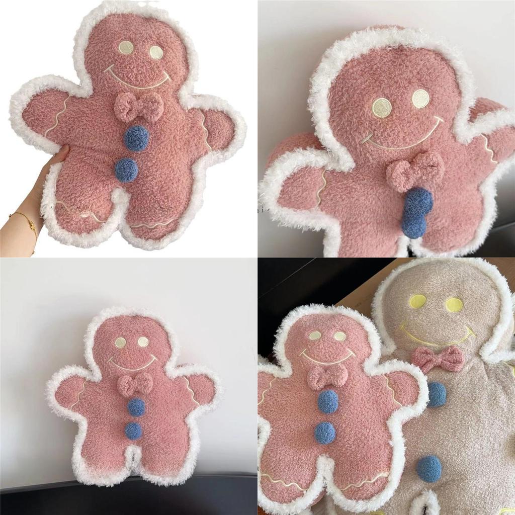 Soft Cute Gingerbread Man Plush Toy With Embroidered Cartoon Design For Girls Home Decor