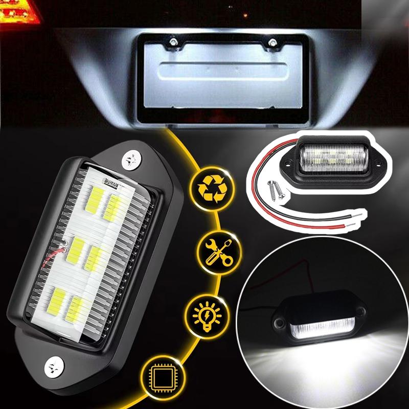 Car License Light Waterproof 12-24V Universal Truck RV Trailer Tail Car License Plate Lights LED White Side Lamp Step Bulbs