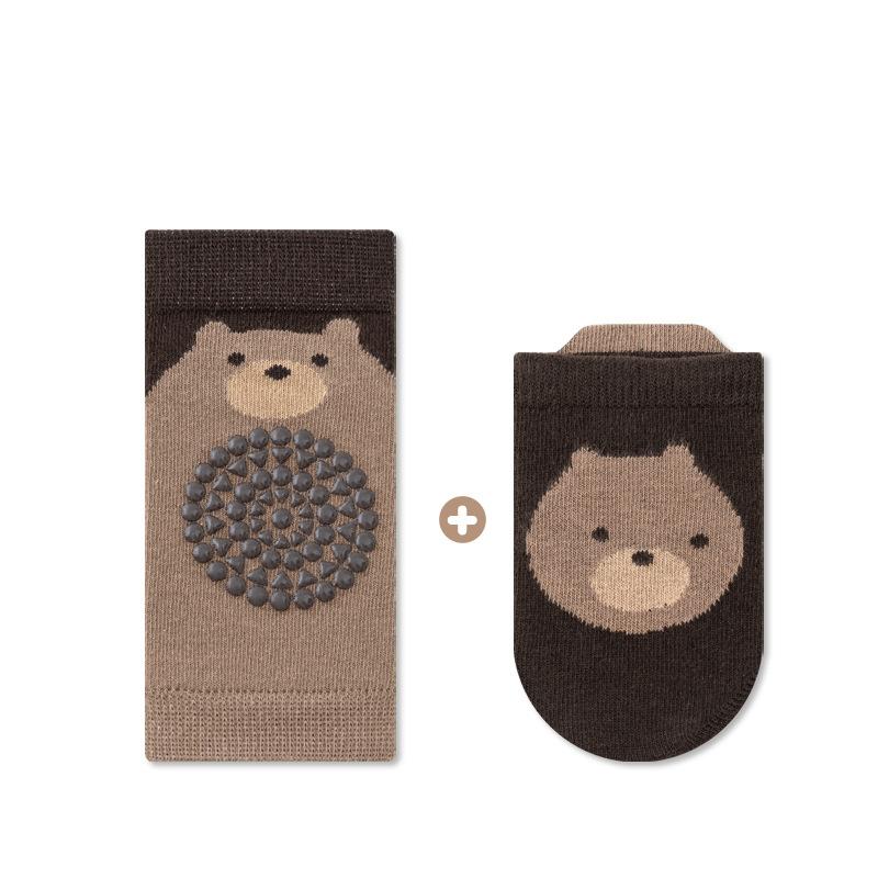 

2 шт./компл. детский наколенник + комплект носков для пола, нескользящие носки для младенцев и малышей, защитные наколенники для девочек и мальчиков 0-3 года M коричневый