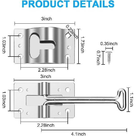 Linkstyle 2 Sets RV T-Style Door Latch Holder, Durable 304 Stainless Steel Camper Door Catch with Screws, Sturdy Door Retainer for RV, Trailer,