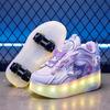Kuromi Girl's Luminous Roller Shoes & Eight-Wheel Skates 