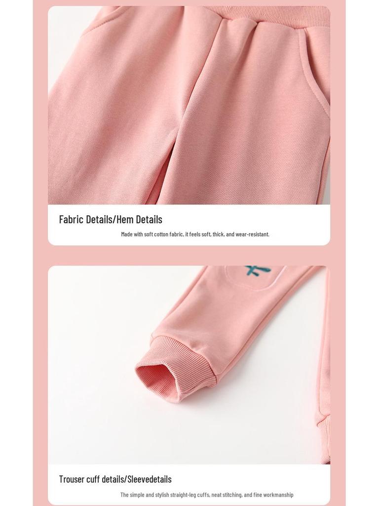 Malwee Girls' Elastic Waist Sweatpants - Autumn Winter European American Style for Toddlers & Kids