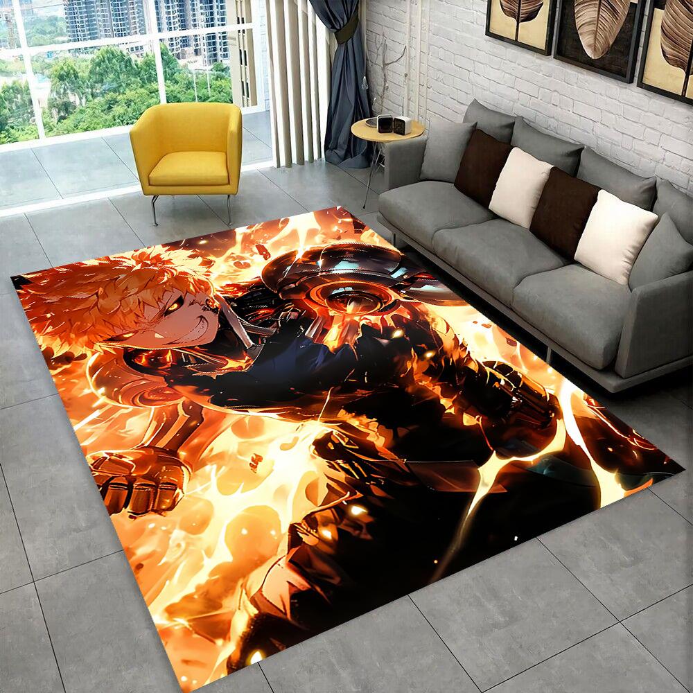 3D One Punch Man Saitama Cartoon Anime Teppich für Wohnzimmer Schlafzimmer Zuhause Sofa Dekoration, Kinder Spiel Rutschfeste Bodenmatte