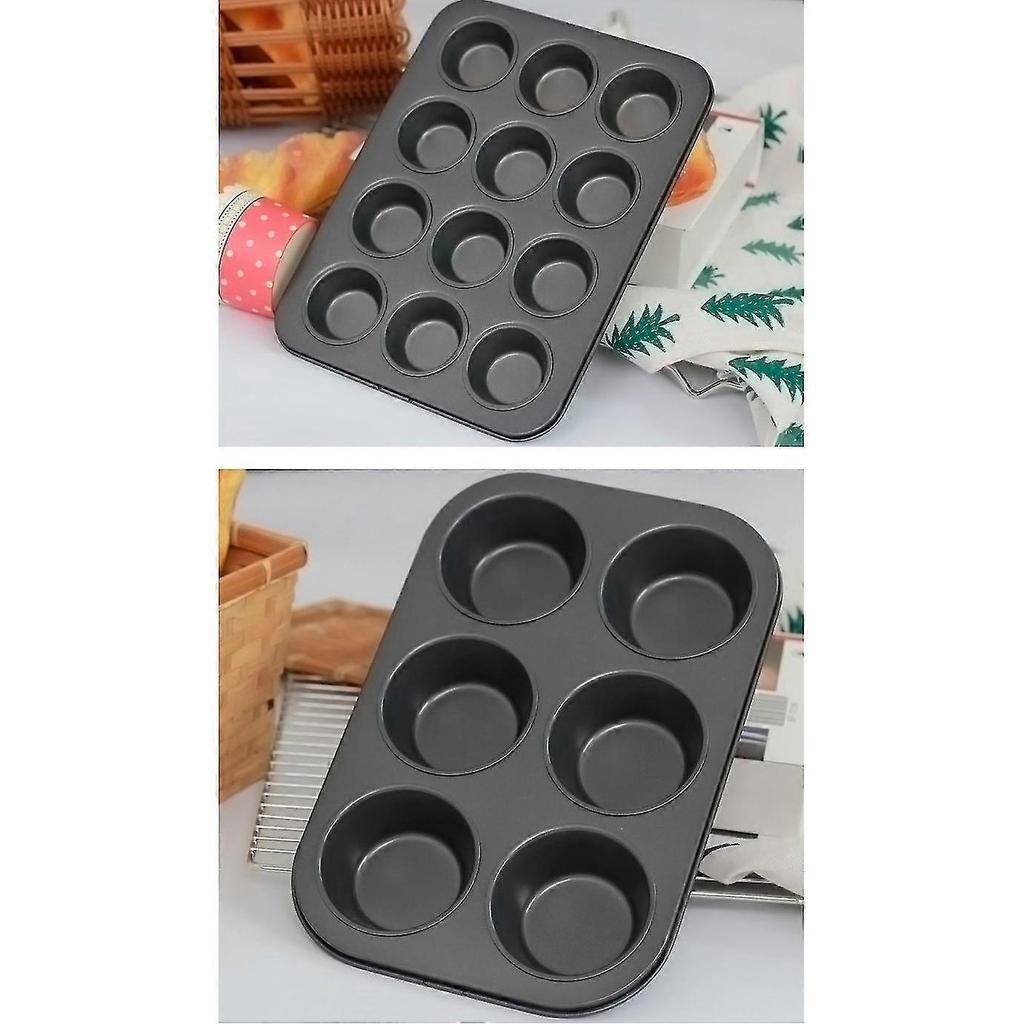 Non-stick Round Cupcake Mold Pan Muffin Tray Carbon Steel Baking Pan Pudding Bakeware Biscuit Pan(l)