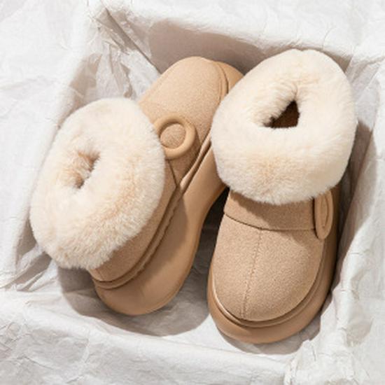 Winter 2025 Women s Plush Cotton Slippers: Thick-Soled, Non-Slip, Velvet-Lined, Warm Closed-Heel Shoes