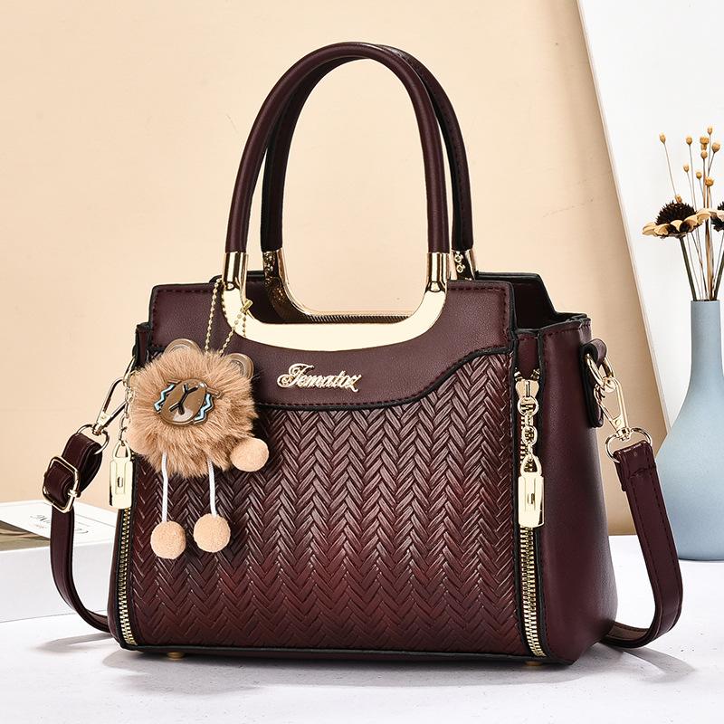 New High-end Large-capacity Light Luxury Handbag Woven Shoulder Bag Messenger Bag Women's Middle-aged Mother Bag