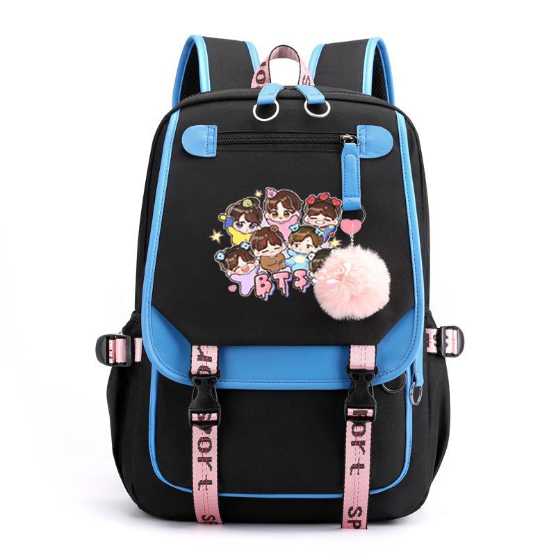 BTS Youth Group Backpack USB Charging Backpack Large Capacity Student School Bag