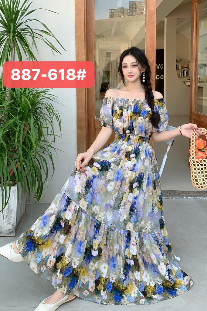 Seaside vacation beach dress cotton floral dress female shabahemi muslim