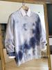2026 Early Spring Men's Pure Cotton Tie-Dye Round Neck Loose Sweater