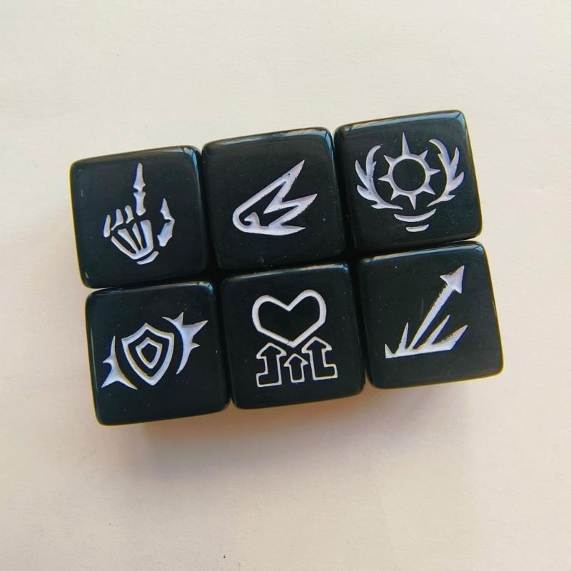 Acrylic 6 Sided Round Corner Dices Keyword Pattern Role Playing Dices for Table Game, Classroom Teaching Easy to Use