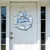 Welcome Summer Sign Shells Starfish Wall Hanging Wreath Farmhouse Coastal Beach Wooden Round Door Hanger for Front Door Porch Courtyard Decor