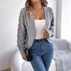 Einfarbig, Ausgehöhlte Laterne, Langärmiger Cardigan, Pullover, Kurzer Mantel für Damenbekleidung im Herbst und Winter