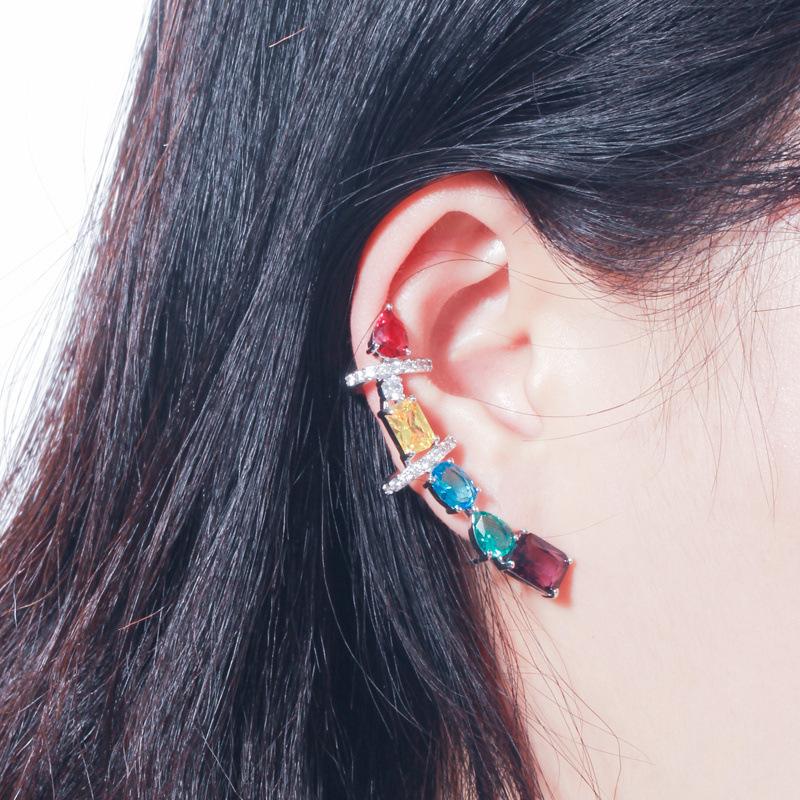 E0270 Wind Personality Temperament Earrings, High-End 3A Color Zircon Earrings