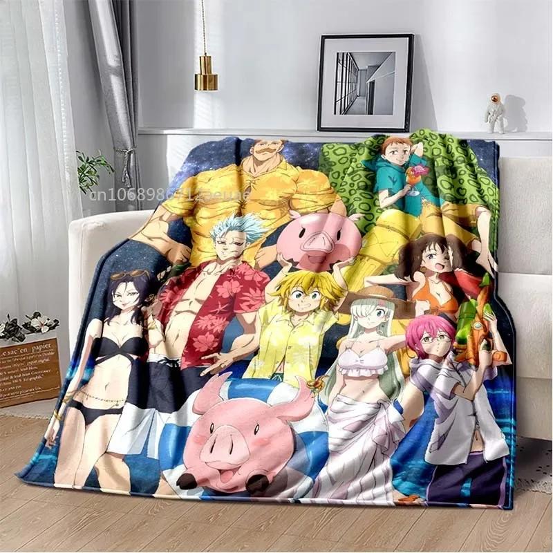 Thicken Blanket Anime The Seven Deadly Sins Printed Flannel Blankets for Beds Sofas Warm Bed Sheet Soft Blanket