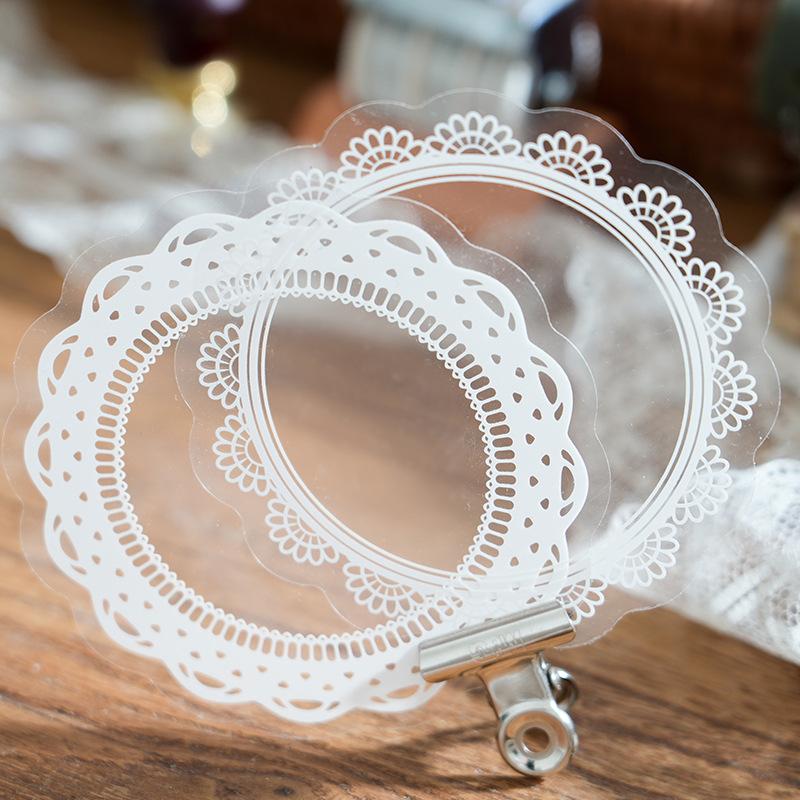 10 Sheets White Ink Clear Lace Stickers DIY Scrapbooking Diary Planner Craft Decor Stickers